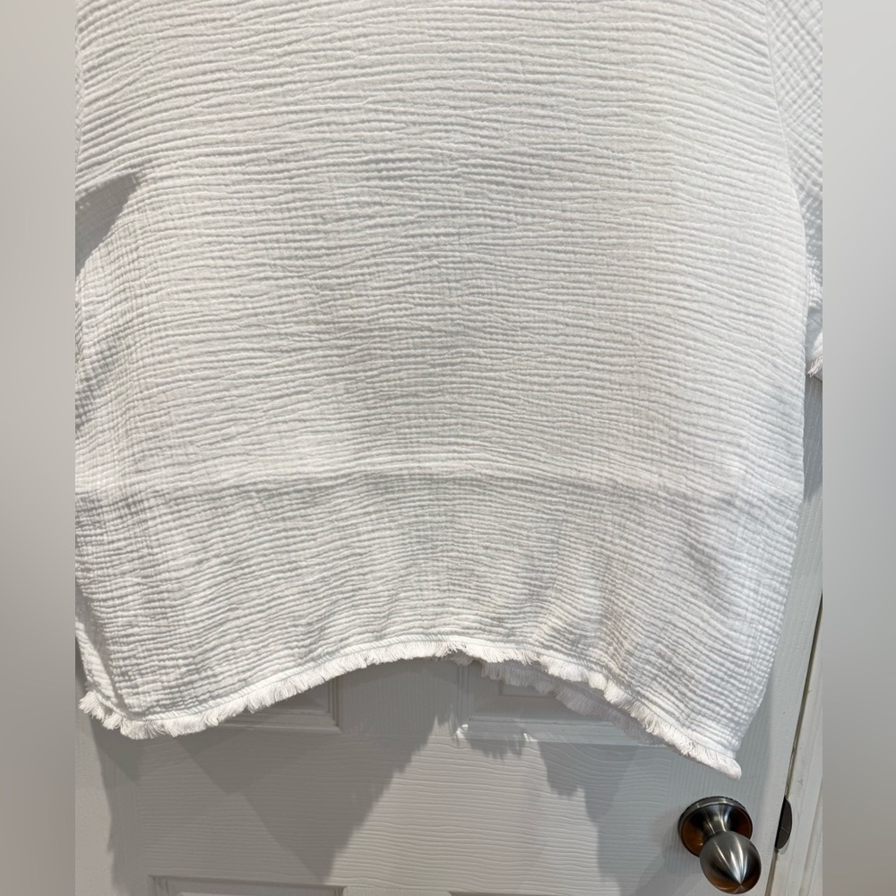 Cynthia Rowley Women's Boho White Cotton Top Size 1X Fringe Detailing Casual - Picture 9 of 9